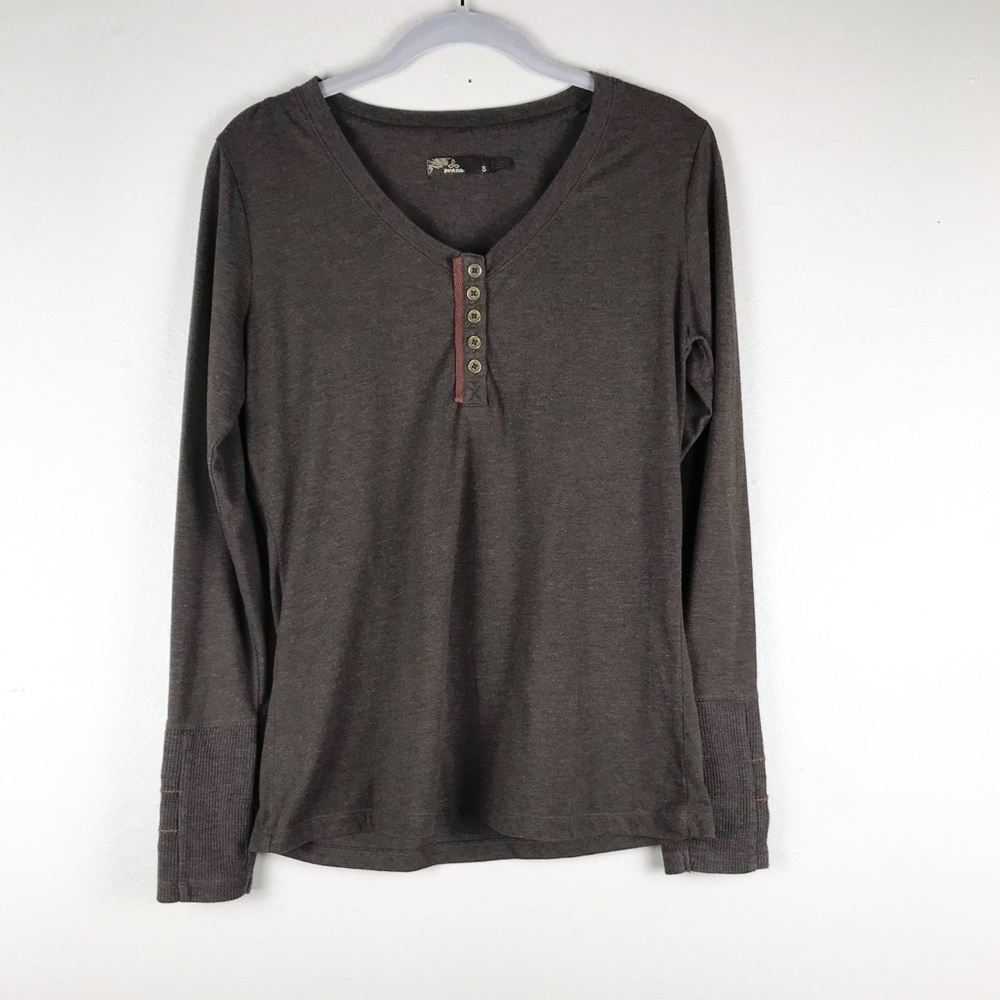 Prana Brown Long Sleeve Button Down Top S
